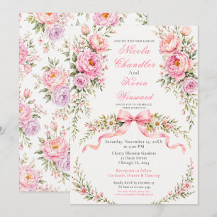 Floral and bow Wedding Invitation