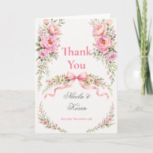 Floral and bow Wedding Thank You Card