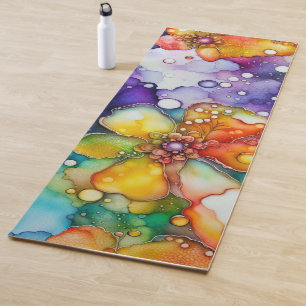 Floral and Bubbles Abstract Yoga Mat