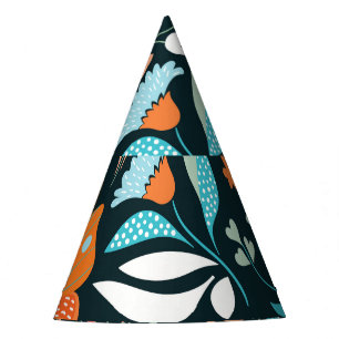 Floral and butterflies, decorative seamless patter party hat