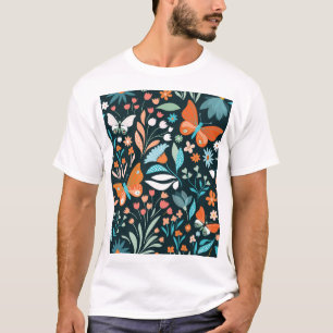 Floral and butterflies, decorative seamless patter T-Shirt