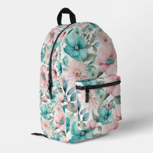Floral and Butterflies Pattern Printed Backpack