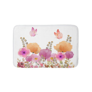 Floral and Butterfly Bath Mat