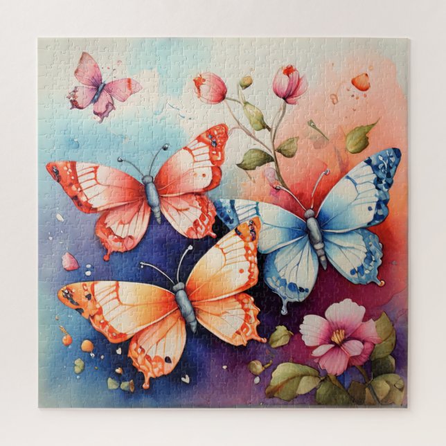 Floral and Butterfly Fine Art Print Chic  Jigsaw Puzzle (Vertical)