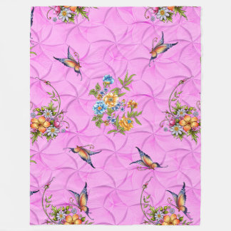 floral and butterfly fleece blanket