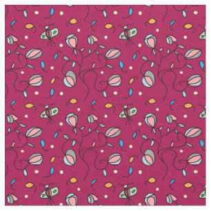 Floral and butterfly funny seamless pattern -pink fabric