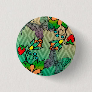floral and butterflys 3 cm round badge