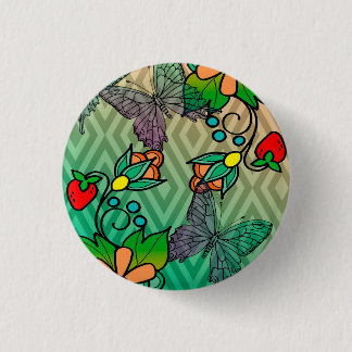 floral and butterflys 3 cm round badge