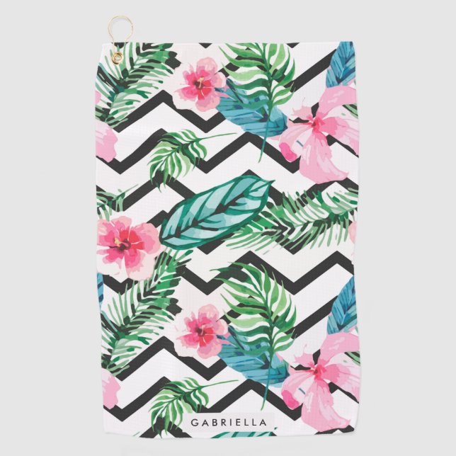 Floral and Chevron Golf Towel (Front)