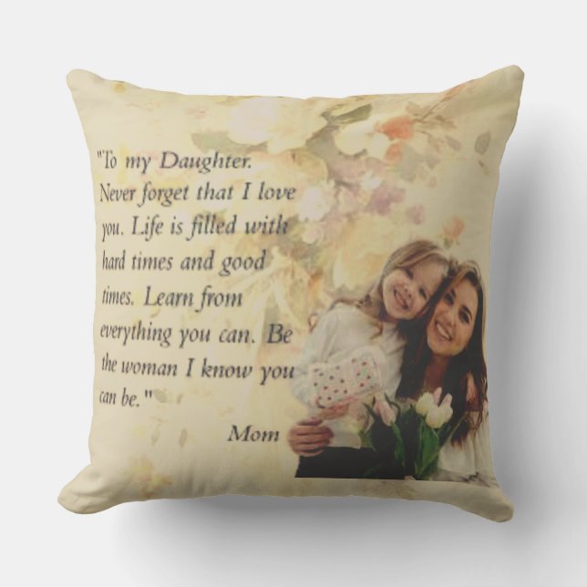 Floral and Custom Photo  for Your Daughter Cushion (Front)