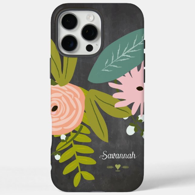 Floral and Fauna Chalkboard Case-Mate iPhone Case (Back)