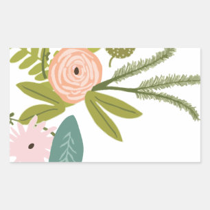 Floral and Fauna Rectangular Sticker
