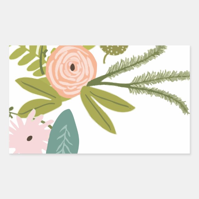 Floral and Fauna Rectangular Sticker (Front)