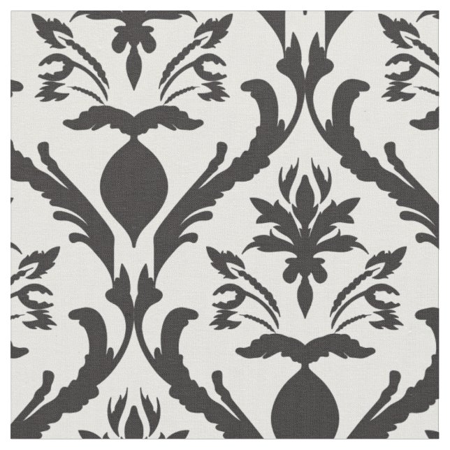 Floral and Feather Damask Fabric (Close Up)