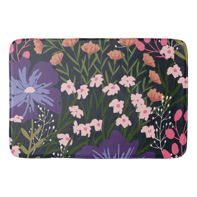 Floral And Glamour Seamless Pattern Natural colour Bath Mat (Front)