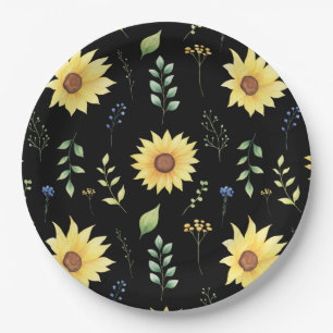 Floral And Glamour Seamless Pattern Spring Paper Plate