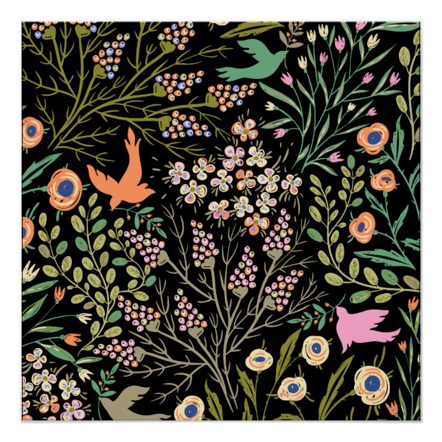 Floral And Glamour Seamless Pattern Summer Colour  Poster (Front)