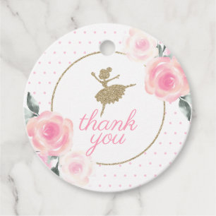 Floral and Gold Ballerina thank you favour Favour Tags
