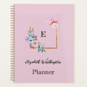 Floral and greenery geometric design watercolor planner