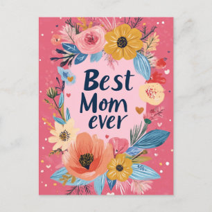 Floral and Hearts red Mother’s Day Postcard