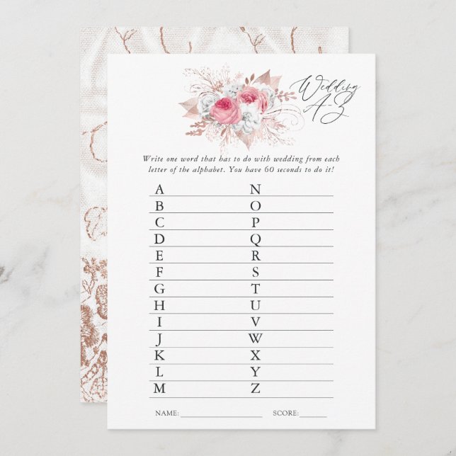Floral and Lace Bridal Shower Game Invitation (Front/Back)