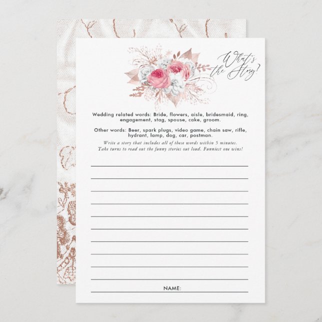 Floral and Lace Bridal Shower Game Invitation (Front/Back)