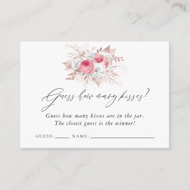 Floral and Lace Bridal Shower Kissing Game Enclosure Card (Front)