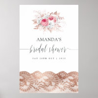 Floral and Lace Bridal Shower Welcome