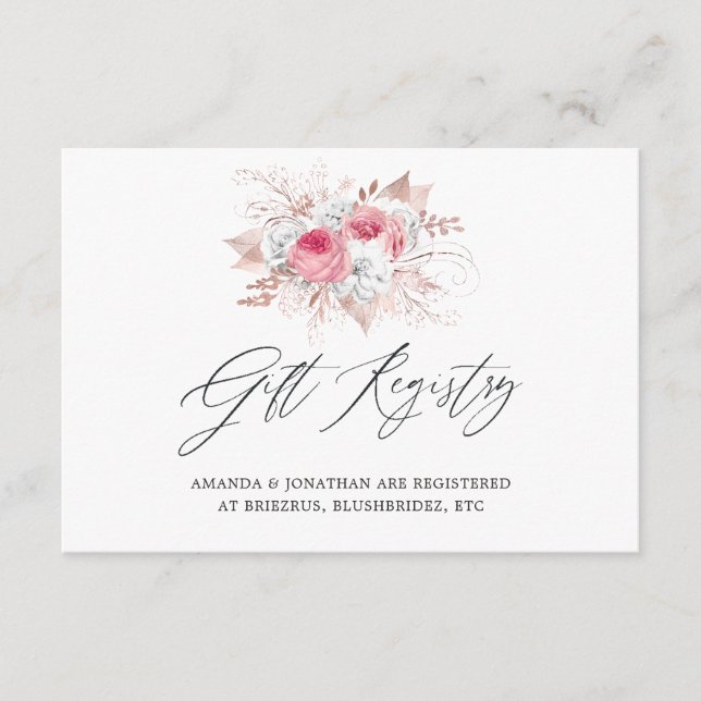 Floral and Lace Wedding Gift Registry Enclosure Card (Front)