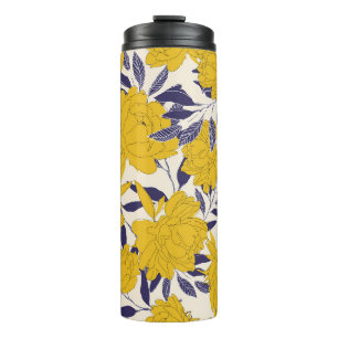 floral and leaf seamless pattern thermal tumbler