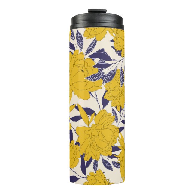 floral and leaf seamless pattern thermal tumbler (Front)
