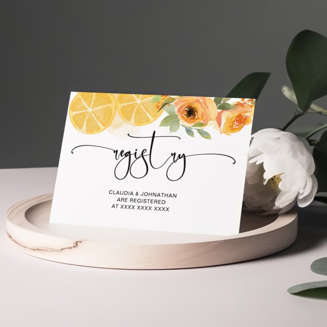 Floral and Lemons Bridal Shower Registry Enclosure Card (Creator Uploaded)