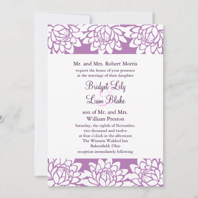 Floral and Modern Wedding Invitation (Front)