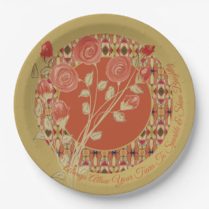 Floral And Pattern Mix Paper Plate