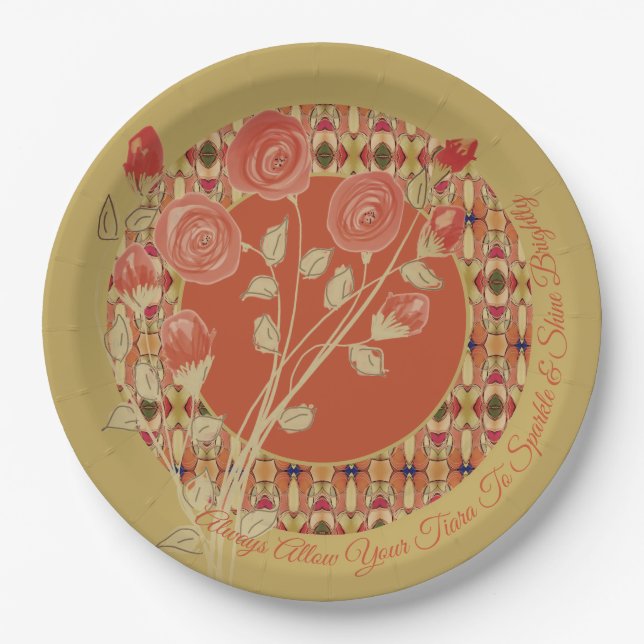 Floral And Pattern Mix Paper Plate (Front)