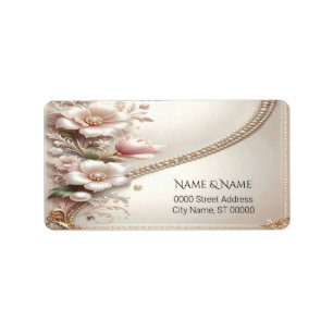 Floral and Pearl Embellishments Address Label