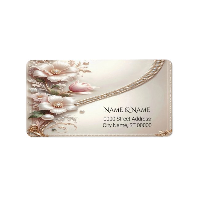 Floral and Pearl Embellishments Address Label (Front)