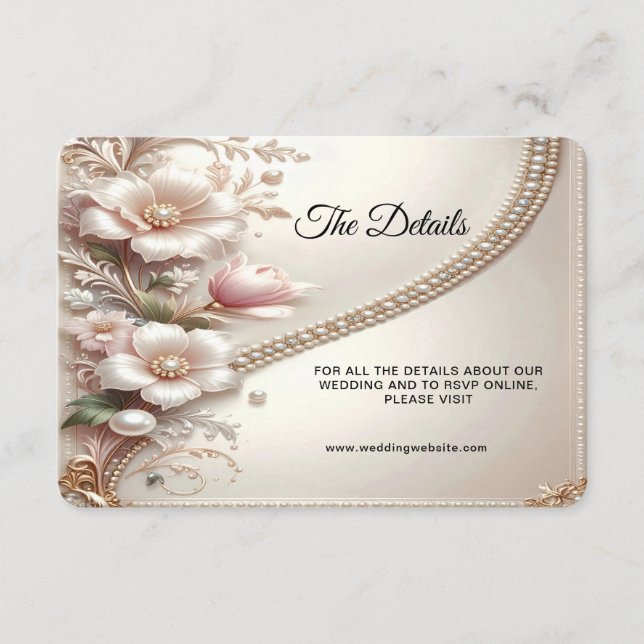 Floral and Pearl Embellishments Detail Enclosure Card (Front)