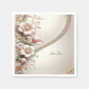 Floral and Pearl Embellishments Napkin
