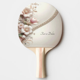 Floral and Pearl Embellishments Ping Pong Paddle
