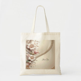 Floral and Pearl Embellishments Tote Bag