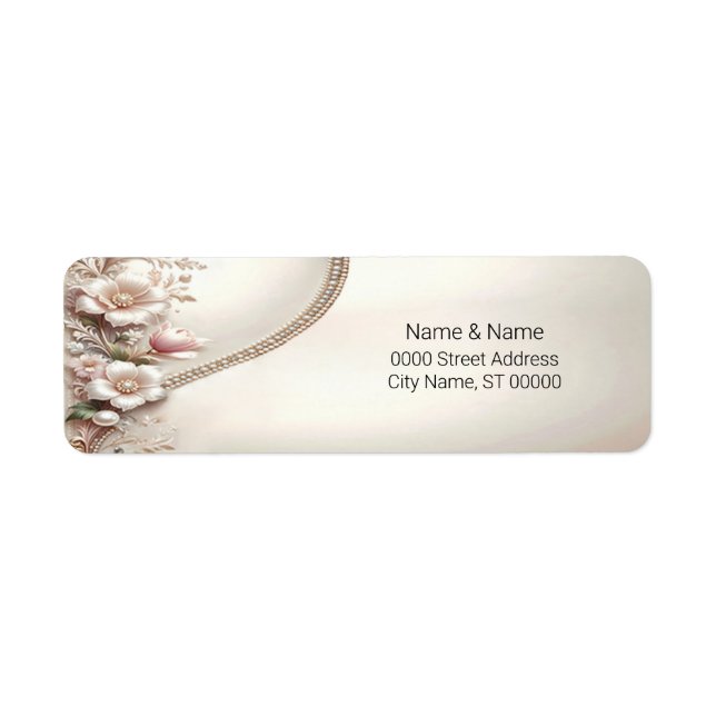 Floral and Pearl Return Address Label (Front)