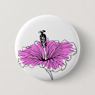 Floral and pink 6 cm round badge
