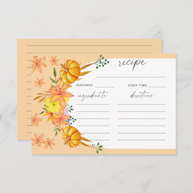 Floral and pumpkin arch - recipe card (Front/Back)