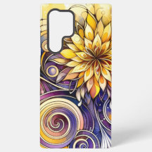 Floral and spiral motif phone case