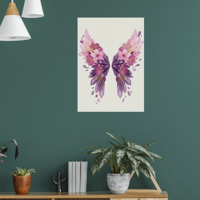Floral Angel Wings Watercolour Art Poster (Living Room 1)