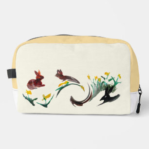 Floral Animal Art Spring Rabbits Personalised Dopp Kit