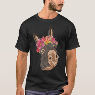 Floral Animal Flower Farm Animal Farmer Donkey T-Shirt