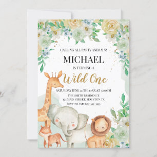 Floral animals birthday invitation custom