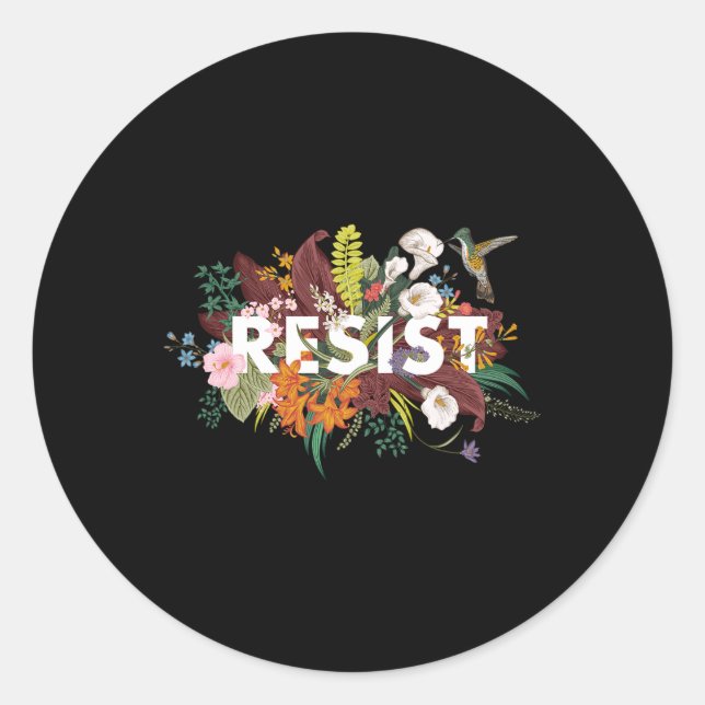 Floral Anti Trump Political Protest  Classic Round Sticker (Front)